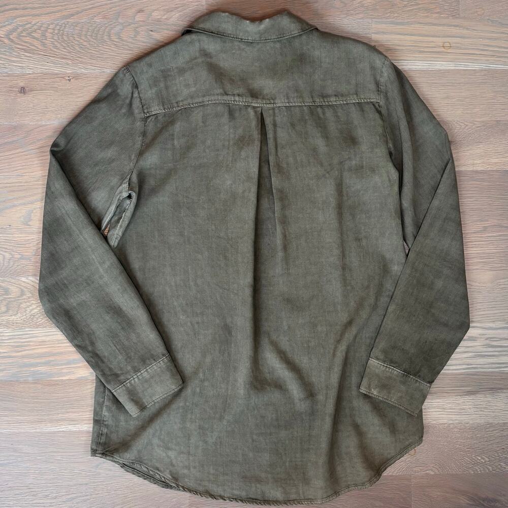 Evereve Cloth & Stone Lace Up Top Tencel Blouse Olive Green Womens Size Small - Picture 4 of 10